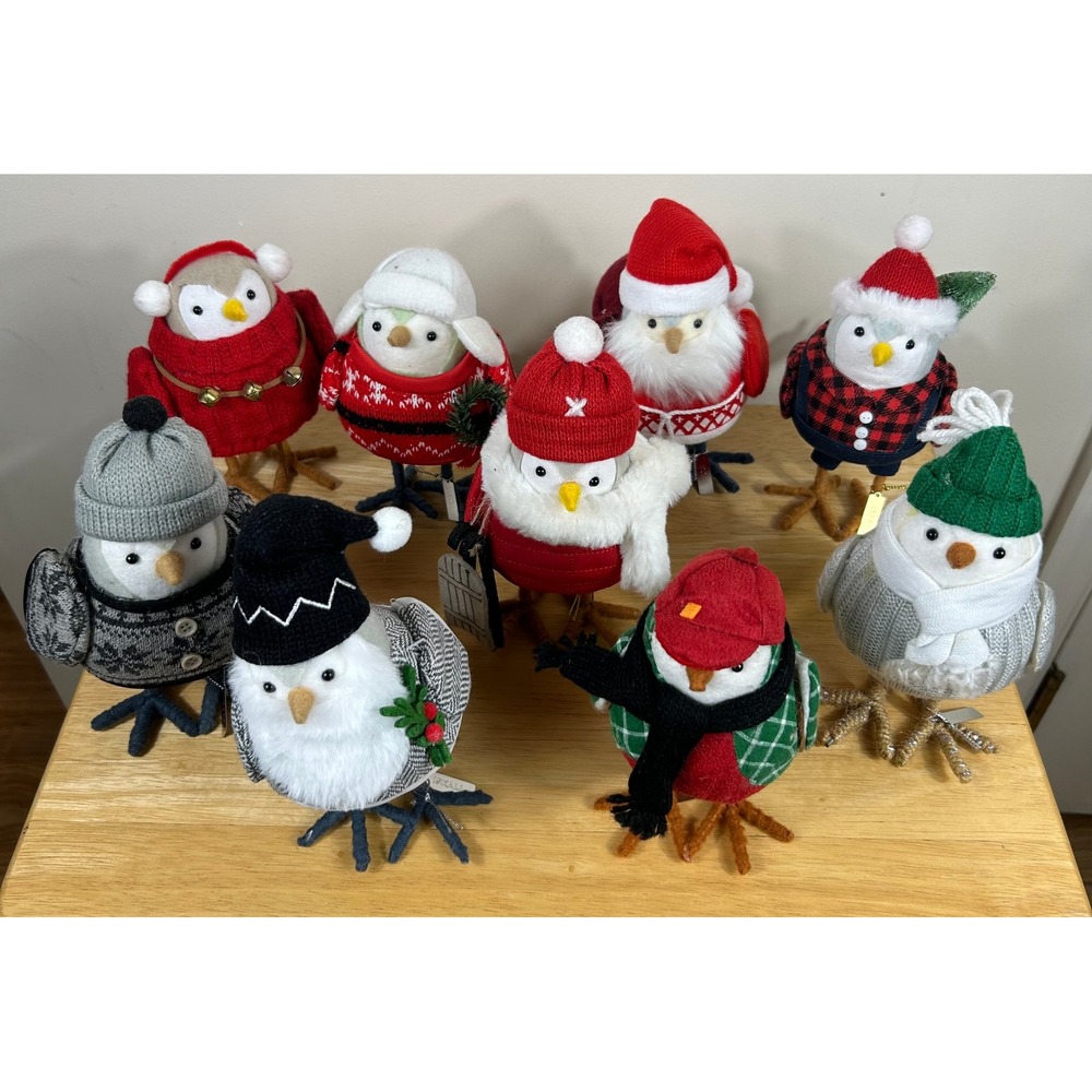 Target Wondershop Christmas Winter Bird Figurines LOT of 9 Festive Decor Cozy